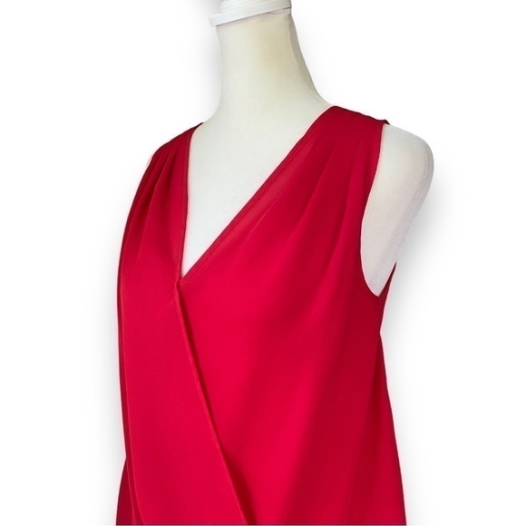H&m Red Surplice Neck Sleeveless Chiffon Blouse | Size 2 - Picture 4 of 11